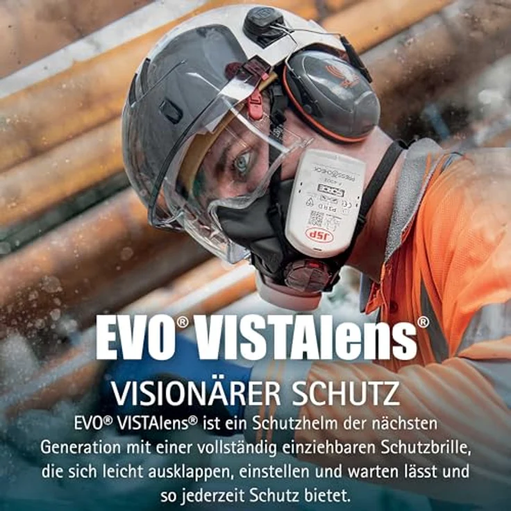 EVO VISTALENSTM Sicherheitshelm mit integrierter Schutzbrille - Weiß-Smoke (JSP AMB170-005-F00) – Bild 4