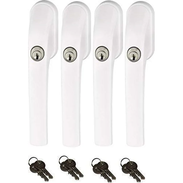 Abus FG300 abschließbarer Fenstergriff, weiß, im Set 4 Stück alle gleichschließend AL0089 mit insgesamt 8 Schlüssel