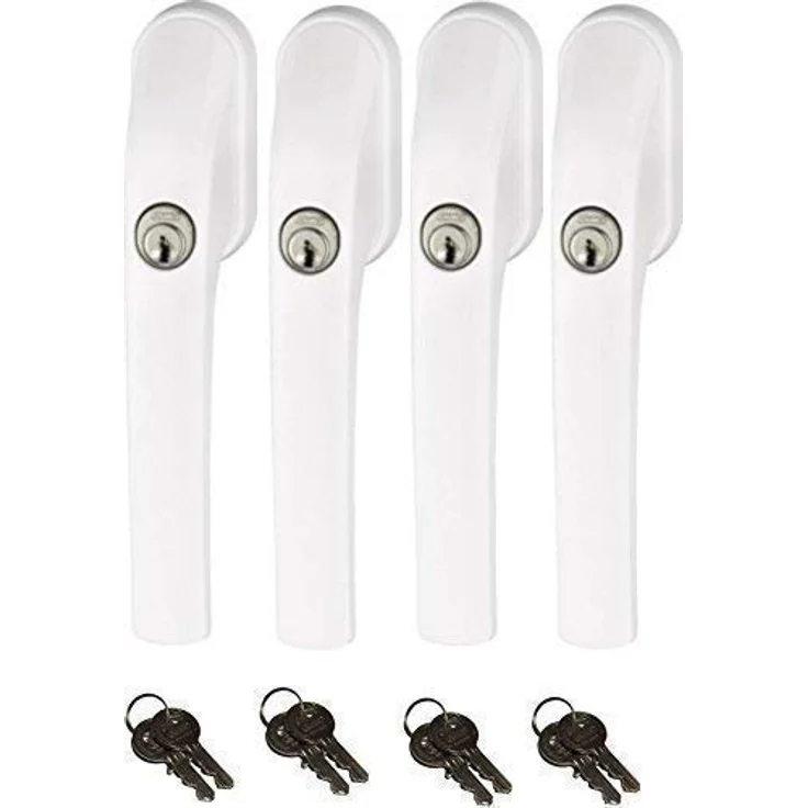 Abus FG300 abschließbarer Fenstergriff, weiß, im Set 4 Stück alle gleichschließend AL0089 mit insgesamt 8 Schlüssel – Bild 1