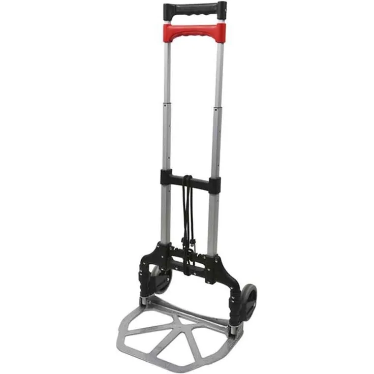 EDM Verstärkter zusammenklappbarer Transportwagen, max. 60 kg Tragfähigkeit, Aluminiumgehäuse, 125 mm Räder, inkl. Gurt zur Ladungssicherung
