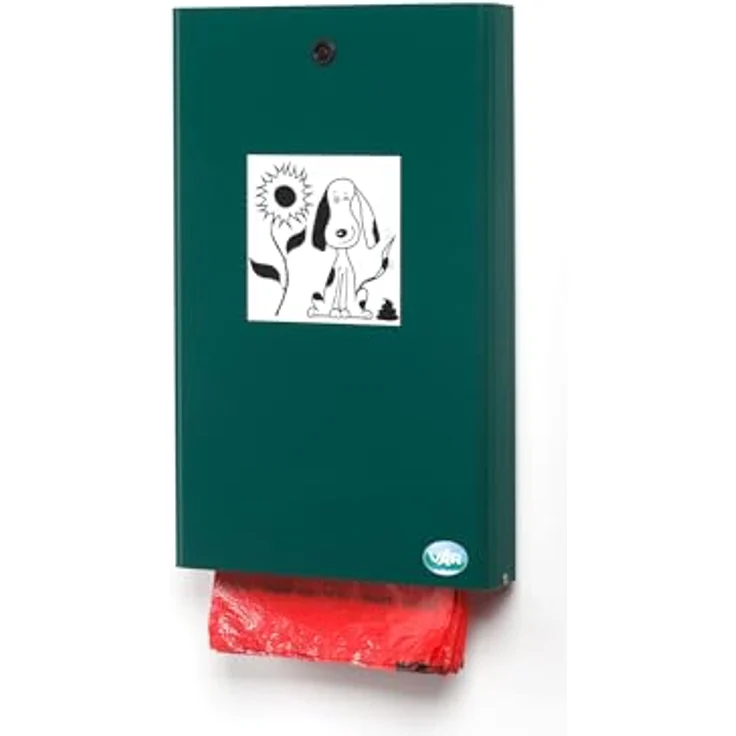 PROREGAL Hundekotbeutelspender für 200 Beutel | Wand- oder Rohrmontage | HxBxT 43x6x26,5cm | Verzinkter Stahl | Grün | Kottüte
