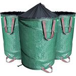 VOUNOT Pop Up Gartensack mit Griffen und Kordelzugverschluss 3er Set 100 L, Faltbarer Laubsack Selbstaufstellend Gartenabfallsack, Grün