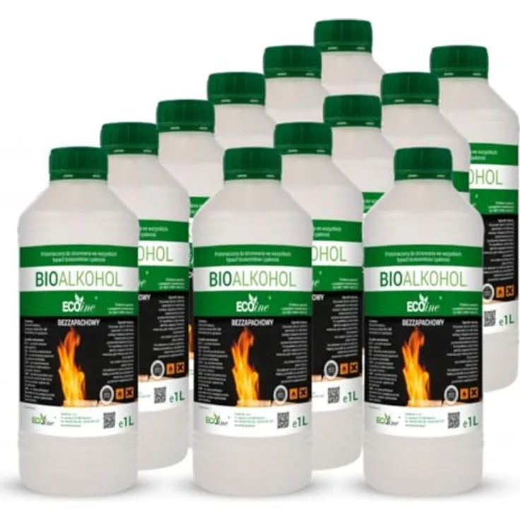 Bioetanol AEG BP-BZ-12L, 12 Liter Bioethanol ohne Geruch, geruchsneutraler Biobrennstoff für Bioethanol-Kamine, rauchfrei & umweltfreundlich, 12 x 1L Flasche