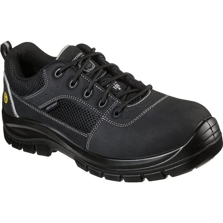 Skechers Trophus Arbeitsschuh, Herren Sicherheitsschuh mit Stahl-Zehenkappe und Memory Foam Einlegesohle, schwarz – Bild 1