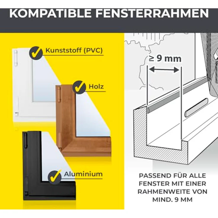 EASYmaxx Fliegengitter für Fenster Magic Click? | Zuschneidbar für alle Fenster bis 150 x 130 cm | Praktischer Magnetverschluss, einfache Klebemontage [transparent] – Bild 5