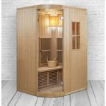 DEKO VERTRIEB BAYERN Infrarotkabine XXL Luxus Infrarotsauna + Infrarotkabine Kombi SET Sauna inkl. Saunaofen, Holzart Pacific Coast Hemlock, 9 Flächenstrahler, Saunaofen 4500 W - Kanadisches Tannenholz, Luxus LED Beleuchtung, 4 Personen, inkl. Zubehör