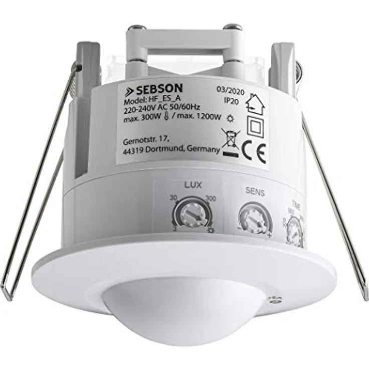 SEBSON® Bewegungsmelder Innen, Unterputz, HF Sensor LED geeignet, Decken Montage programmierbar, Bewegungssensor 2-16m/ 360°,3-Draht – Bild 1