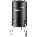 Petromax Feuertonne Pyron Black | Raucharmes Feuer mit Sekundärverbrennung aus Edelstahl, inkl. Ascheschale & Standbeinen, erweiterbar zur Plancha für Garten & Terrasse