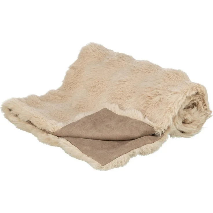 TRIXIE Decke Elli, zweilagige Hundedecke aus Softplüsch und Velours, Farbe sand