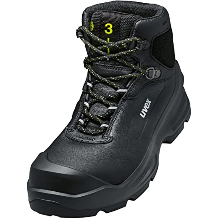 Uvex 3 Sicherheitsstiefel S3, robuster Schnürstiefel mit Wasserabweisendem Leder, Schuhgröße 42, Schwarz – Bild 1