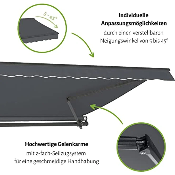 empasa Elektrische Gelenkarmmarkise 'Start Plus' Markise Sonnenmarkise Sonnenschutz, komplett vormontiert, Verschiedene Größen und Farben – Bild 4