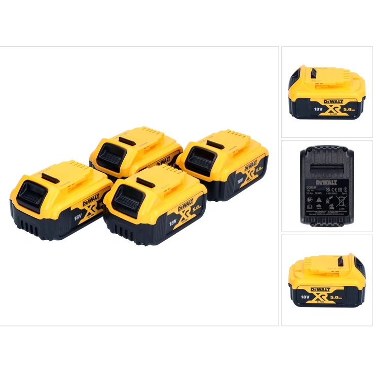 DeWalt DCB 184 P4 Akkupack 18 V 5,0 Ah / 5000 mAh 4 Stk. XR Li-Ion Akku - mit Ladestandanzeige – Bild 1