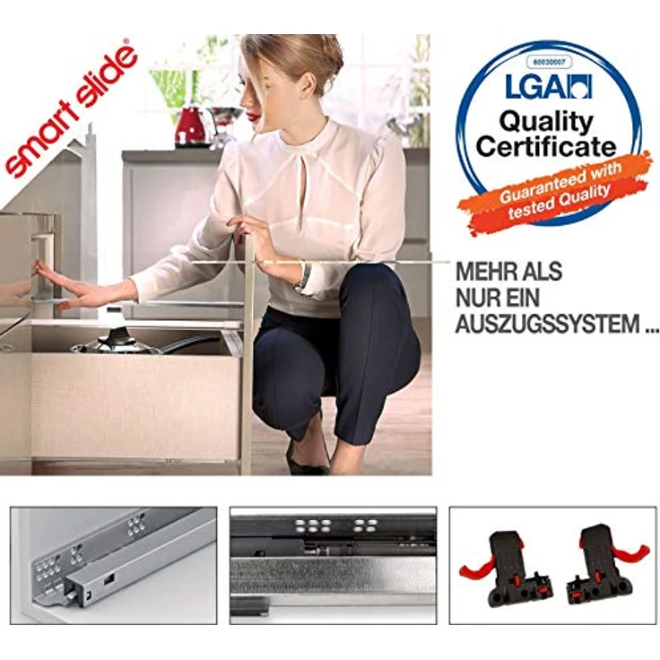 SOTECH Unterflurführung UV4-40-K1D-L350-SC, 40 kg Tragfähigkeit, 350 mm, Push-Open & Soft-Close, Smart Lock System – Bild 2