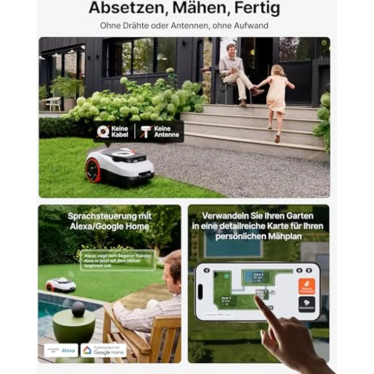 NAVIMOW Navimow i215 LiDAR Mähroboter ohne Begrenzungskabel für 1500 m², Geländereifen für 45 % Neigung, Dual System in Schwarz, Orange, Blau – Bild 2