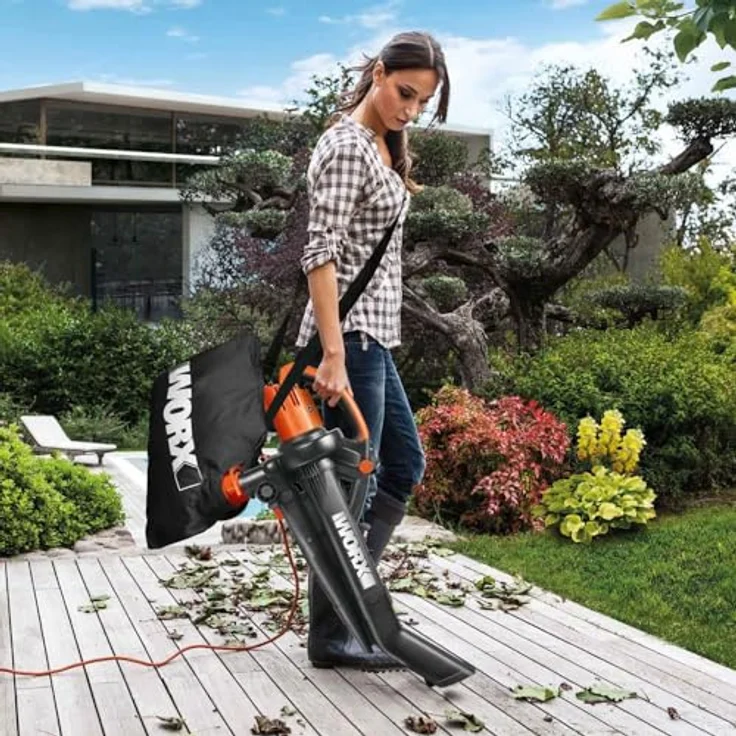 WORX WG505E Laubbläser und Laubsauger mit Mulcher 3000 W- Laubsauger 3-in-1 Gerät inkl. Fangsack Häckselfunktion 3000 Watt – Bild 12