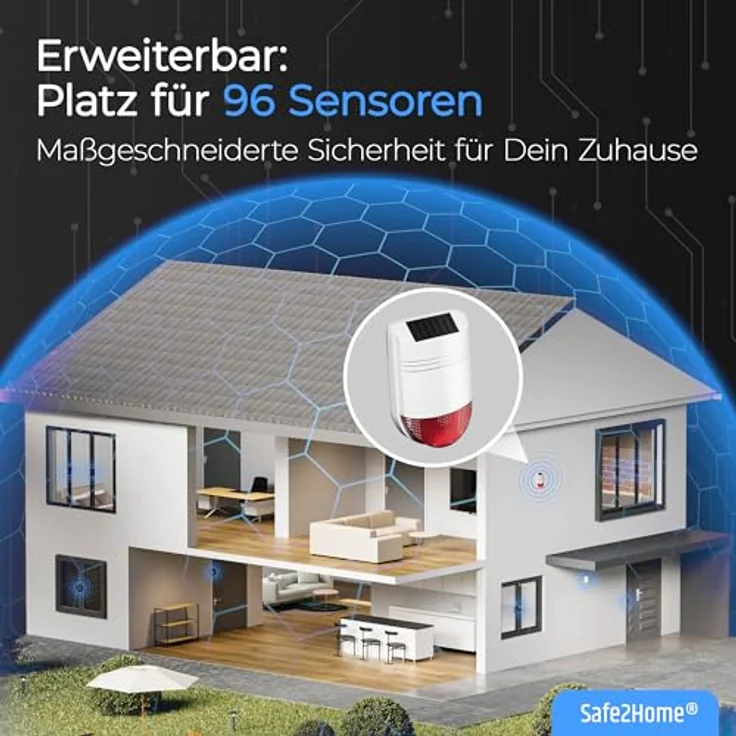 Safe2Home Alarmanlagen-Set SP110 Komplett, Funk-Alarmanlage mit Solar-Außensirene, Quad-Band GSM Modul, integrierte Kindersicherung, 32 kabellose Zonen – Bild 6