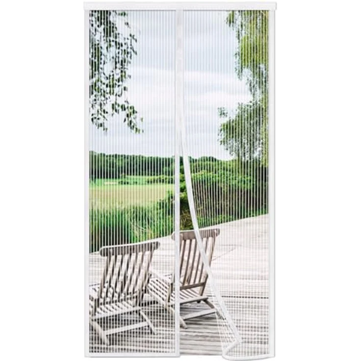 Risareyi Magnet Fliegengitter Tür 195x215cm, Weiß Insektenschutz für Balkontüren, Automatisches Schließen ohne Bohren, Leichte Montage mit Klettband – Bild 1