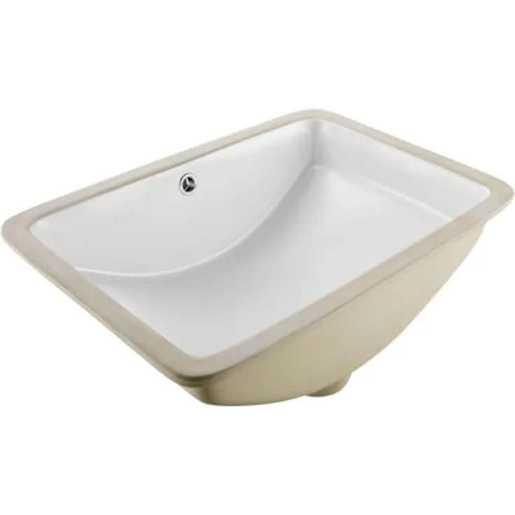 VEVOR Unterbauwaschbecken 530 x 375 mm rechteckiges Keramik Spülbecken mit Überlaufloch, schmutzabweisende Oberfläche, für kleine Räume, Badezimmerwaschbecken in Weiß – Bild 1