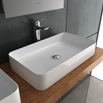 HOROW Hänge Waschbecken 60cm Keramik Aufsatzwaschbecken Mit