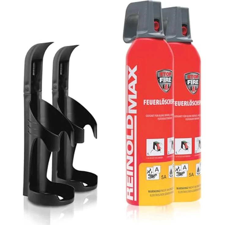 Xenotec Premium Feuerlöschspray, 2 x 750ml, inkl. 2 Wandhalterung schwarz, löschfähig für Brandklassen A und F, wiederverwendbar – Bild 1