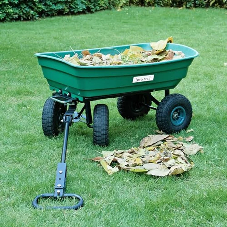 pro.tec Bollerwagen Corfinio Transportwagen mit Kippfunktion, 111 x 51 cm, max. 250 kg, grün/schwarz, Luftreifen, ergonomischer Griff – Bild 3