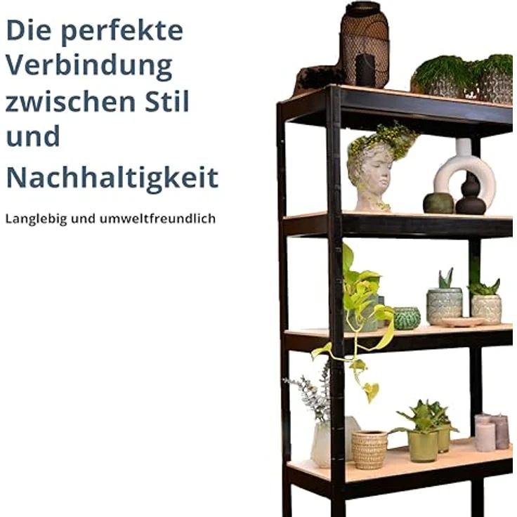 SCHULTE Regalwelt Stecksystem-Grundregal M, 4 Holzböden 1800x1000x400, schwarz – Bild 6