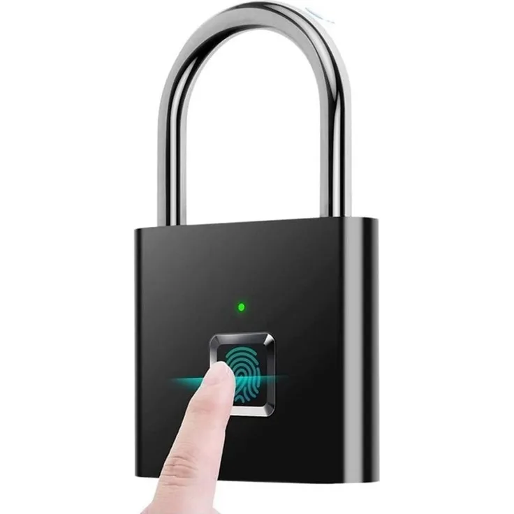 MEGAGOODS Fingerabdruck Vorhängeschloss, Smartschloss wasserdicht mit USB-Ladung, speichert bis zu 20 Fingerabdrücke, schnelle Entsperrung in <0,5 Sekunden