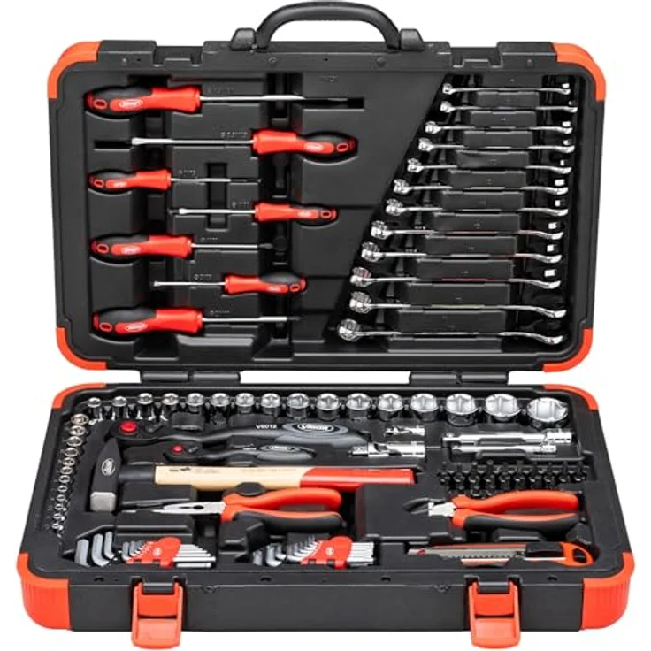 VIGOR V4425N Werkzeugkoffer, bestückt mit Antriebselementen für Vierkant und Sechskant, 1/4 Zoll und 1/2 Zoll – Bild 2