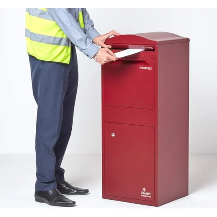 Smart Parcel Box XXL Bordeaux mit Bogendach 41.5 x 38.5 x 104 cm, Paketbriefkasten zur Wand- oder Bodenmontage, Paketbox für Zuhause & Unternehmen, Briefkasten für Pakete & Briefe - von Smart Parcel Box – Bild 3