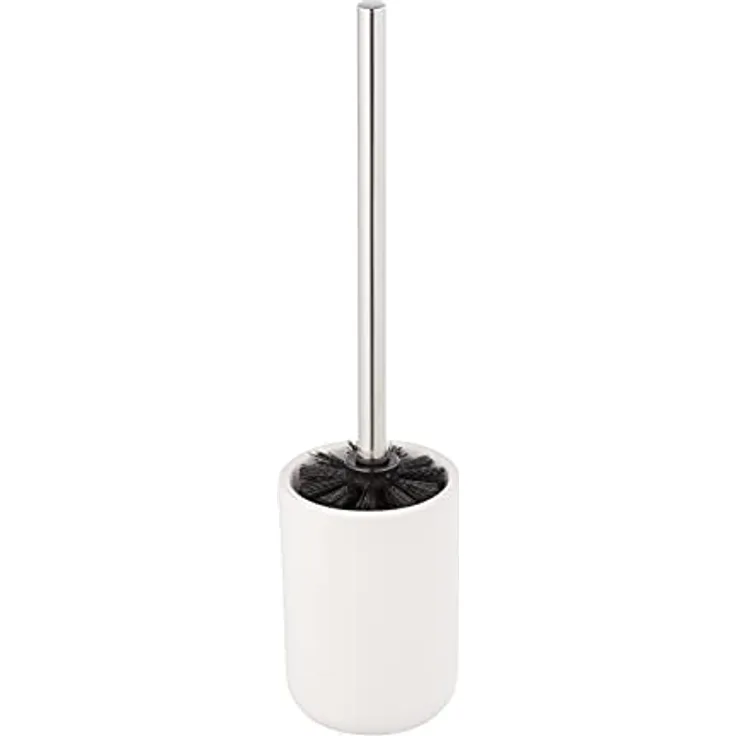 Allstar WC-Garnitur Olinda, Toilettenbürstenhalter in konischer Form, Bürstenhalter in mattiertem Finish, hergestellt aus Keramik, inkl. Toilettenbürste in Schwarz, Maße (B/T x H): Ø 9,5 x 40 cm,Weiß