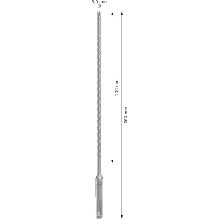 Bosch PRO SDS plus-5X Hammerbohrer 5,5 x 200 x 260 mm, Wolfam-Carbide, 4-Schneider-Design für Stahlbeton – Bild 3
