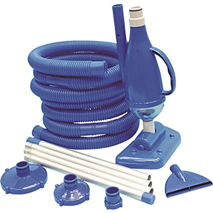 Avenli Pool-Reinigung Set VS Deluxe mit Vakkuum-Bodensauger inkl. 2 Aufsätze (Bürste + Flach) + Schmutzfangbehälter, Aluminium Poolstange und Poolschlauch inkl. Anschluß Adapter zur Poolpumpe – Bild 2