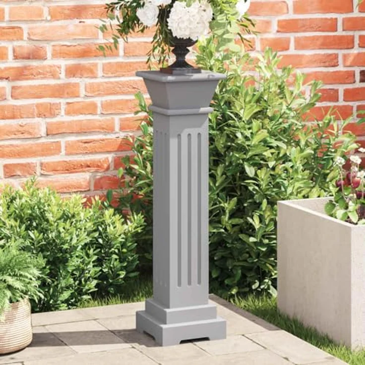 vidaXL Blumenständer Klassischer Säulen-Pflanzenständer Grau 17x17x66 cm MDF – Bild 3