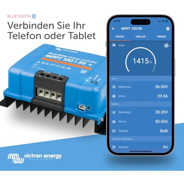 Victron Energy SmartSolar MPPT 100V 50 Amp 12/24-Volt Solar Laderegler (Bluetooth) - Effiziente Energiegewinnung mit MPPT-Technologie – Bild 2