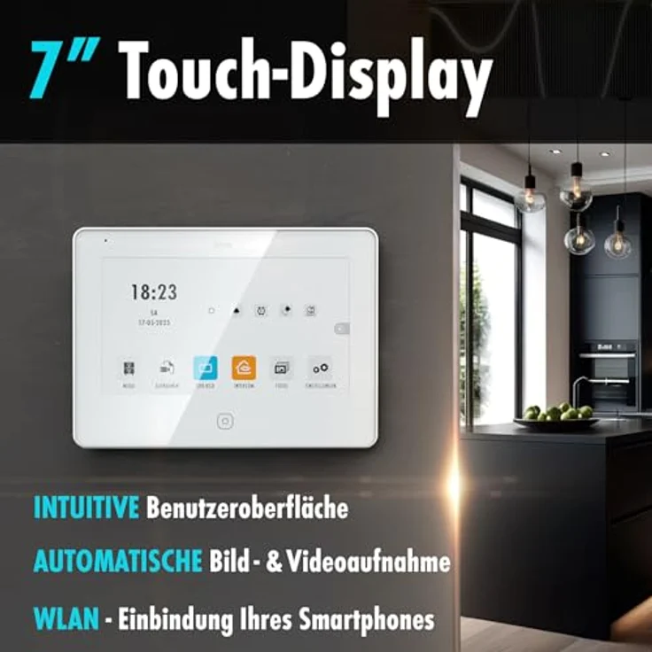m-e modern-electronics ALL-V10B-M7W Video-Türsprechanlage, 2-Draht BUS System, erweiterbar mit bis zu 8 Außenstationen, Schwarz/Weiß – Bild 3