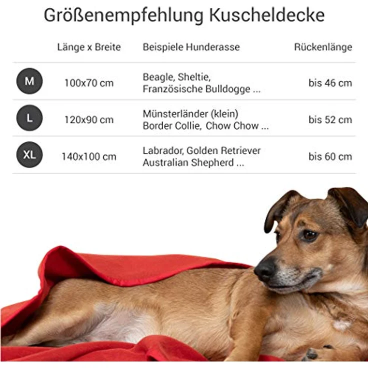 Doctor Bark | kuschelige Hundedecke waschbar bis 95°C, hygienische, weiche Fleecedecke für Sofa und Hundebett, Flauschige Haustierdecke - Made in Germany (L - 120x90 cm/Rot) – Bild 5