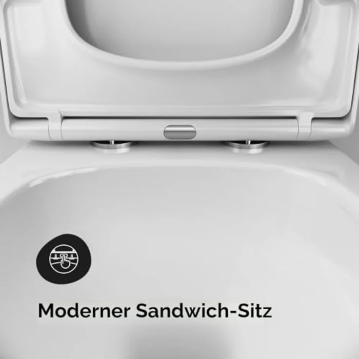 AM.PM CGA1901PSC, Tiefspül-WC wandhängend mit Spülrandlos-Technik und AquaSpin, inklusive Duroplast-Toilettensitz mit Absenkautomatik, weiß – Bild 6