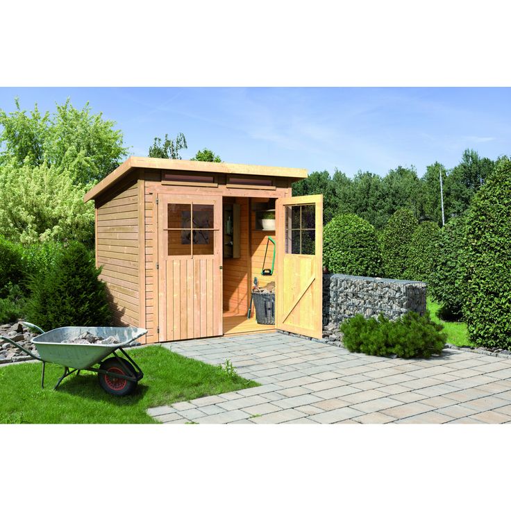 Karibu Holzhaus 'Glücksburg 2', Gartenhaus aus naturfarbenem Holz, 213 x 217 x 220 cm