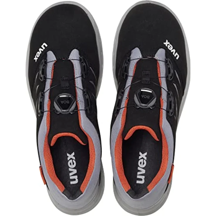 Uvex 2 Trend Boa Halbschuh S1P, Sportlicher Sicherheitsschuh in Schwarz-Grau-Orange mit BOA® Fit System und S1P SRC Schutzklasse – Bild 2