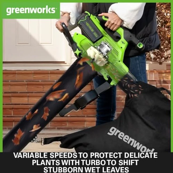 Greenworks Laubsauger + Laubbläser, 40V Akku-Gerät mit 40L Fangvorrichtung, grau und schwarz – Bild 3