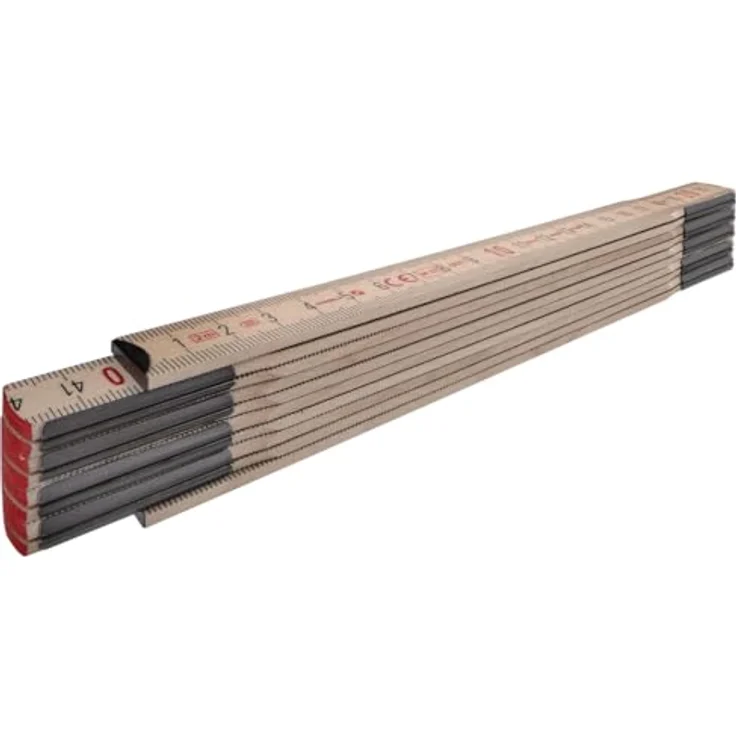 STABILA Zollstock Type 507 N, 2 m, naturfarben, metrische Skala, umschließende Gelenkplatten, Meterstab mit dünnen, hochelastischen Holzlättchen – Bild 1
