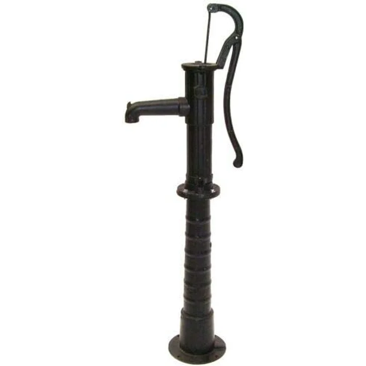 D&L Guss Handschwengelpumpe SCHWARZ, robuster Gusseisen Wasserpumpe mit Ständer, max. Ansaughöhe 7m, Rückschlagventil, 1-1/4" Sauganschluss – Bild 4