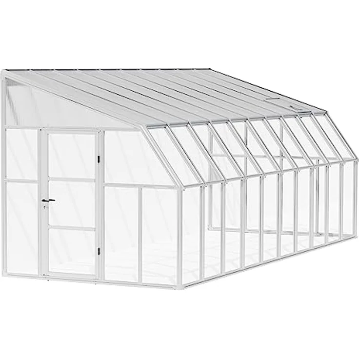 Palram - Canopia Gewächshaus Sun Room, BxTxH: 257 x 632 x 266 cm, BxLxH: 58 x 120 x 266 cm, 3 mm Wandstärke, lebenslang widerstandsfähige Wandpaneele, Alu Wintergarten Polycarbonat, 6.3 x 2.6 m, weiß