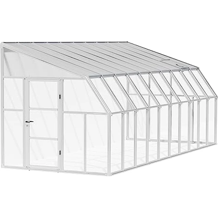 Palram - Canopia Gewächshaus Sun Room, BxTxH: 257 x 632 x 266 cm, BxLxH: 58 x 120 x 266 cm, 3 mm Wandstärke, lebenslang widerstandsfähige Wandpaneele, Alu Wintergarten Polycarbonat, 6.3 x 2.6 m, weiß – Bild 1