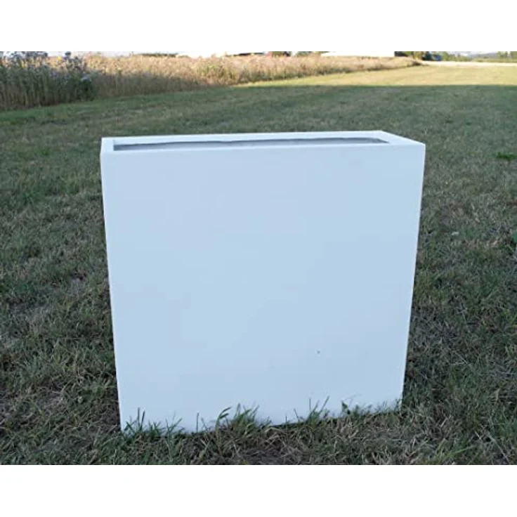 Elegant Einrichten Pflanzkübel Fiberglas Rechteckig 84x30x80cm, UV-beständig und frostgesichert, Perlmutt-Weiß – Bild 5