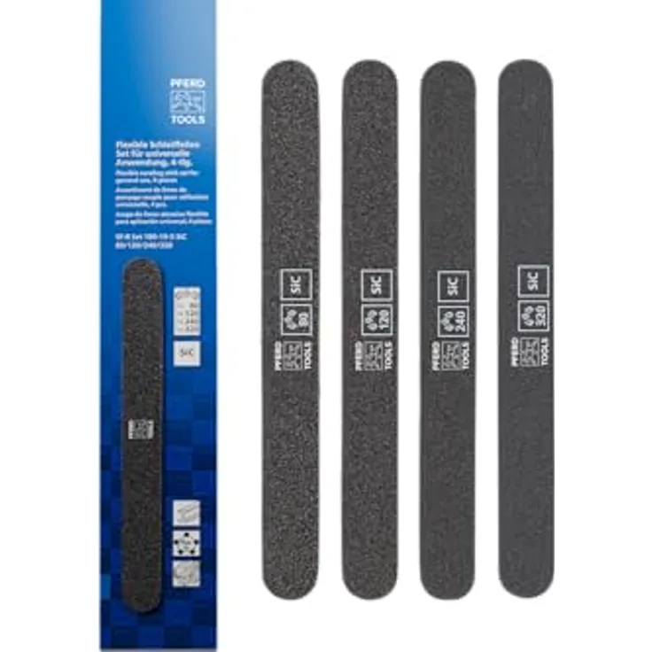 PFERD TOOLS Schleiffeilen-Set 4tlg. SF-R 180x19x5mm, Siliciumcarbid SiC 80, 120, 240, 320 für Feinschliff & Finish