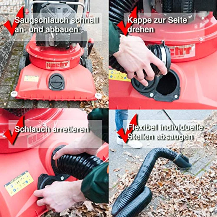 HECHT 8514 Benzin-Laubsauger, 58 cm Arbeitsbreite, 4 kW Leistung, 155 l Fangsack, mit Teleskop-Handdüse und Antrieb – Bild 7