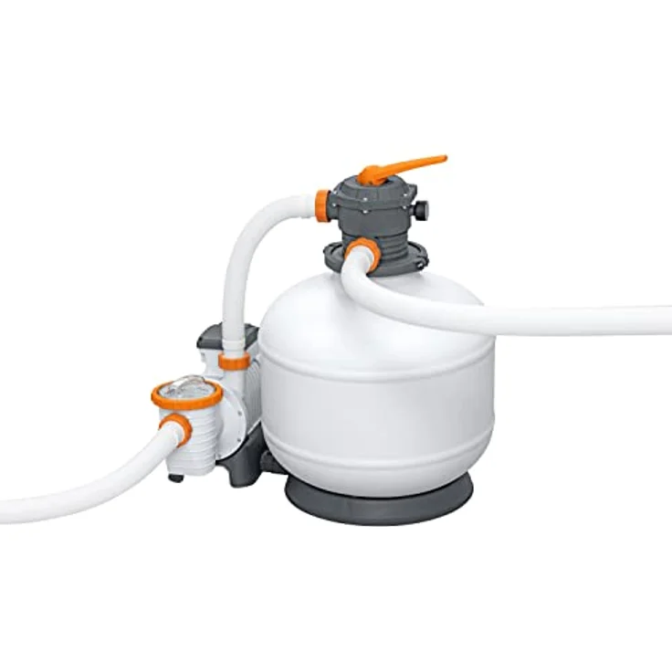 Bestway Flowclear Sandfilteranlage, 11.355 l/h Umwälzleistung, geeignet für Pools bis 64.000 l, rostfreier Tank, integrierte Zeitschaltuhr – Bild 5