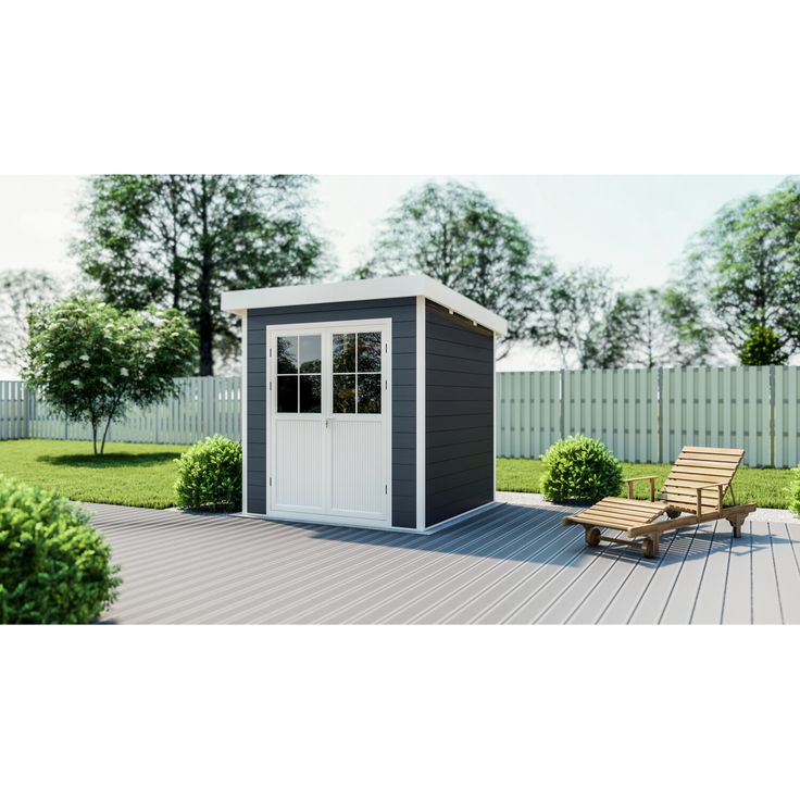 elephant Gartenhaus 'Ausführung S' WPC, Flachdach anthrazit, 100 % FSC®-zertifiziert, zweiflügelige Tür, Pflegeleicht, Sicherheitsglas-Fenster