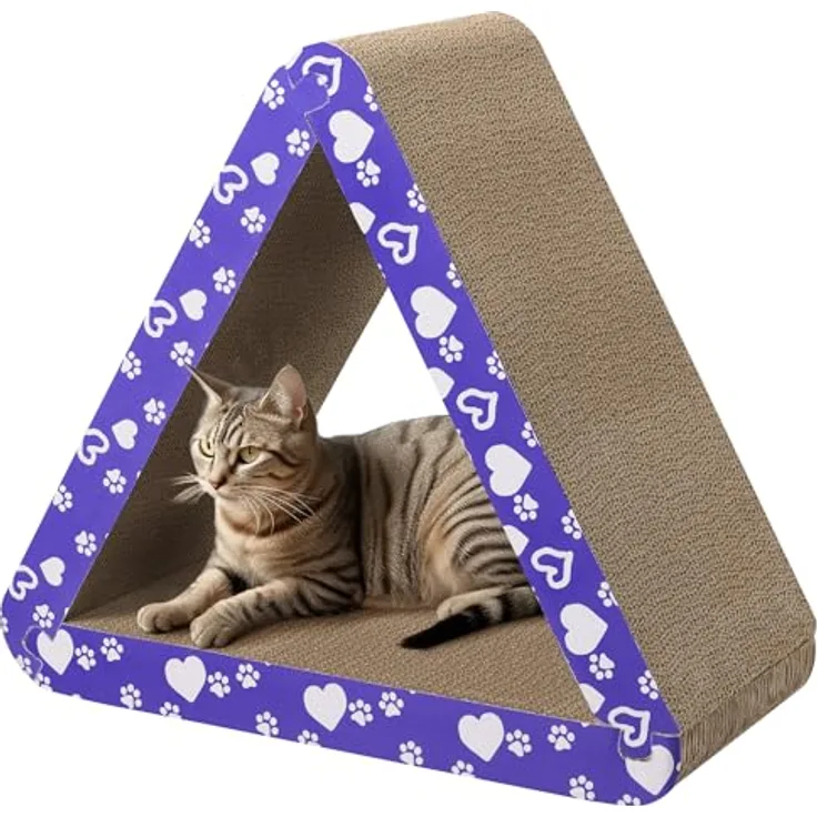 Navaris 3-in-1 Katzen Kratzbrett - Katzen Spielzeug - Kratzbrett Katzen - Kratzpappe Katzen - Kratz Wellpappe - Einfache Montage und multifunktional - Flach